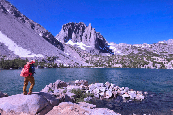 Hiker admiring Temple Crag