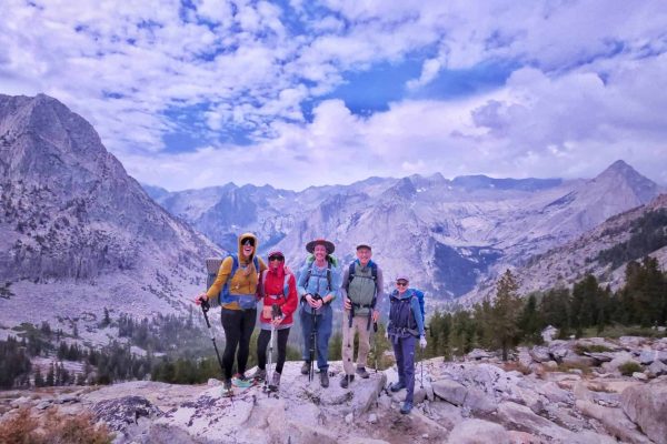 Group of hikers on the Evolution Loop Backpacking Trip in the Sierra Nevada with Sierra Mountain Center