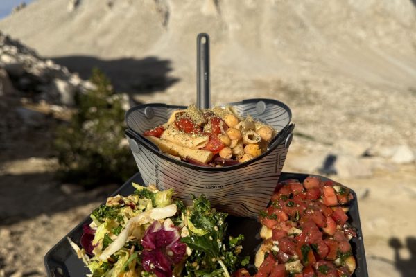 A hearty dinner on our Mt. Whitney via Cottonwood Mule Supported trip