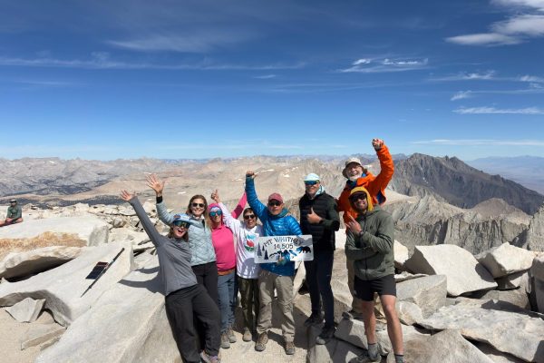 Mt. Whitney via Cottonwood Mule Supported hikers on the summit of Mt. Whitney
